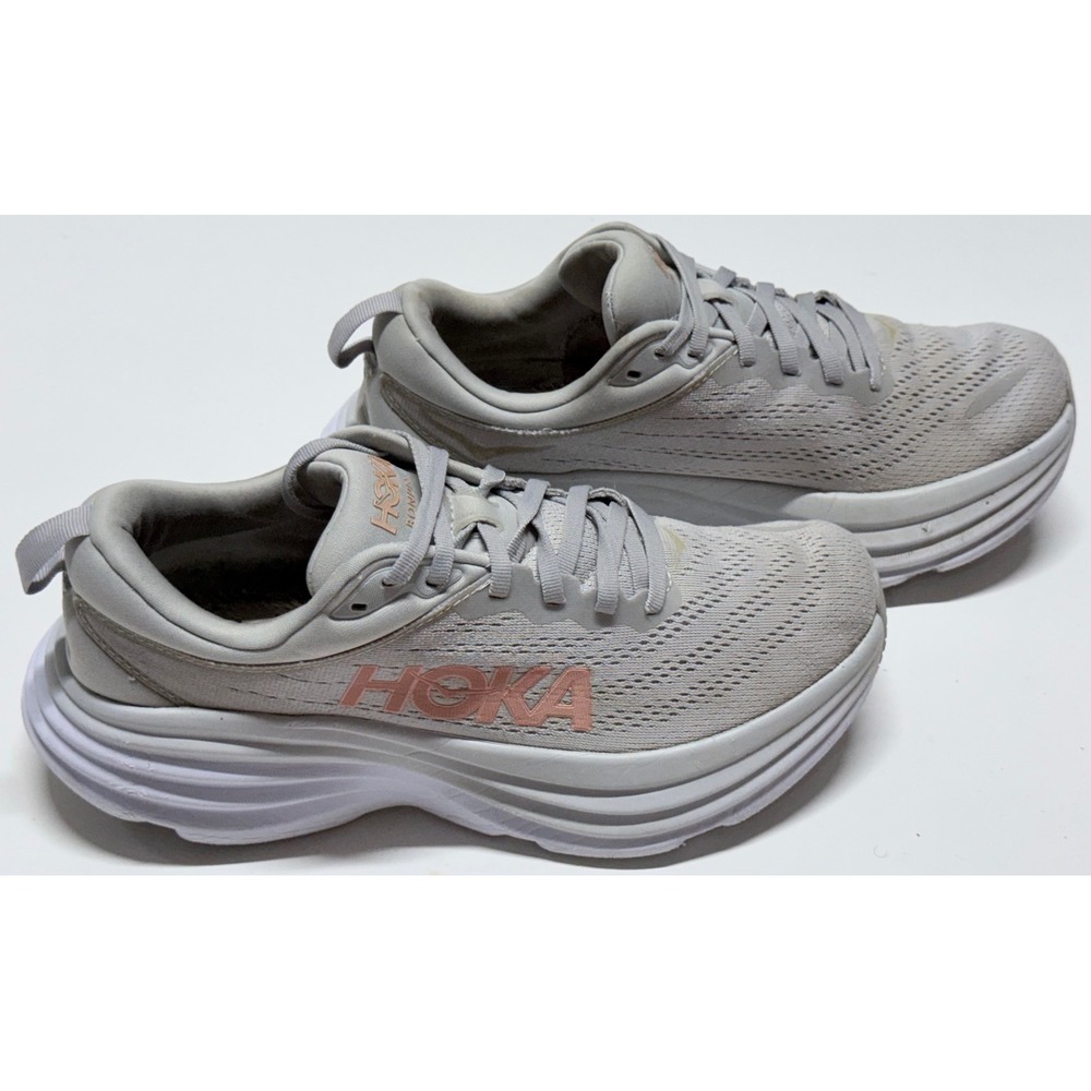 Hoka Bondi 8 Harbor Mist Lunar Rock Running Shoes Womens 8.5 No Insoles